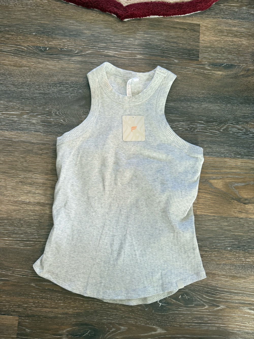 Fabletics Light Gray Ribbed Tank Top